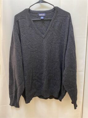Lands' End Men's Dark Charcoal V-Neck Sweater